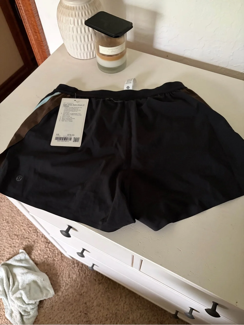 NWT High-Rise Split Short 3" Stripe - Picture 3 of 7